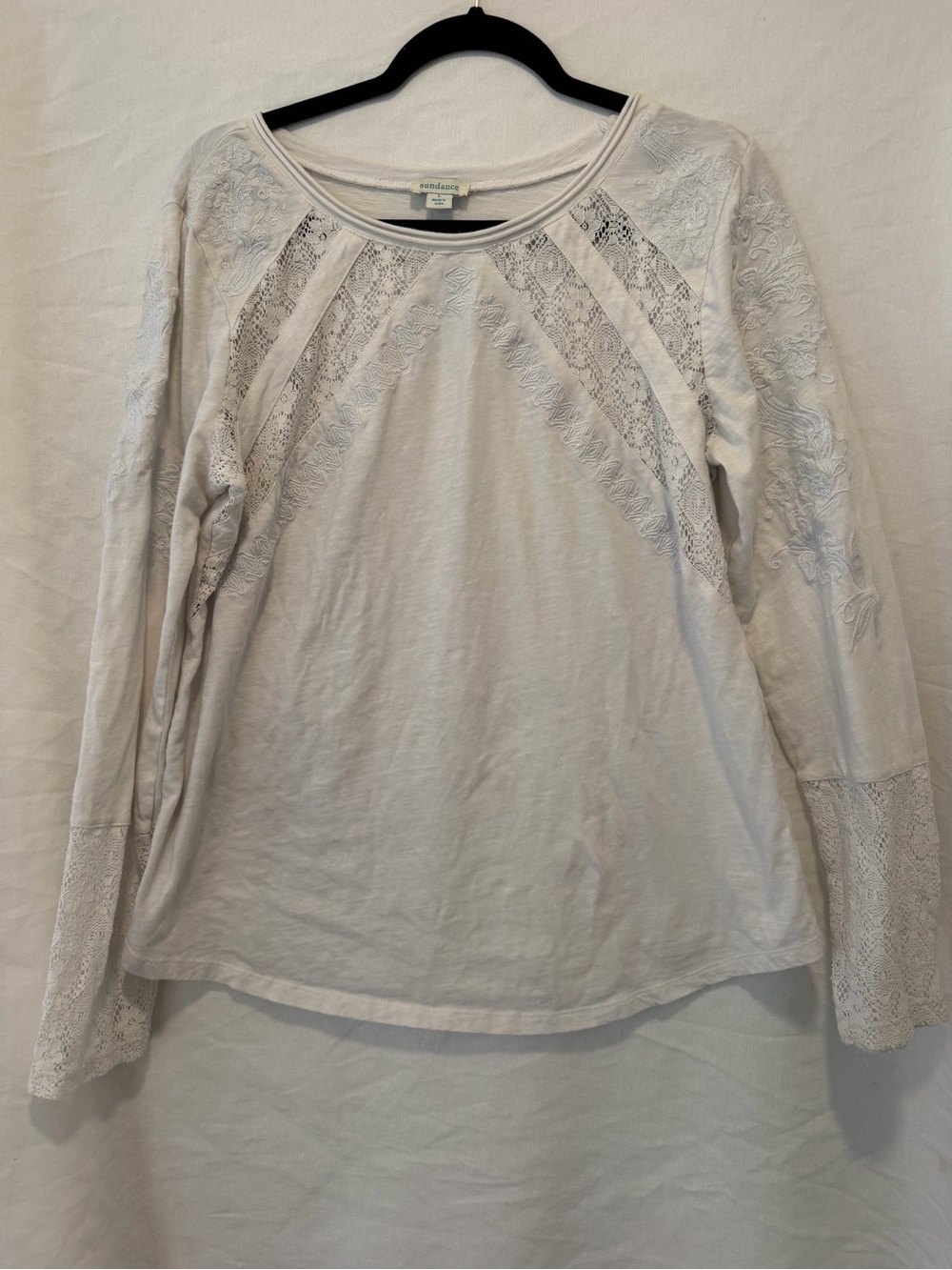 White Crochet and Lace Details Top From Sundance